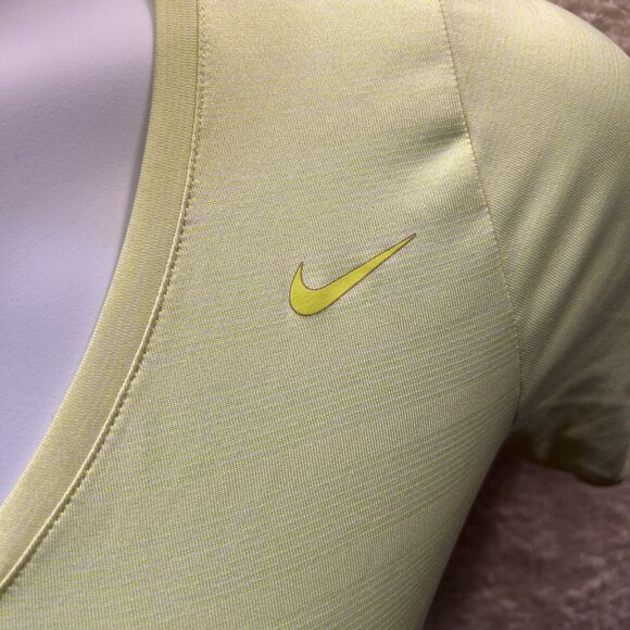 The Nike Tee Women Shirt Dri Fit Neon Green Short Sleeve Size L workout top - Picture 2 of 9